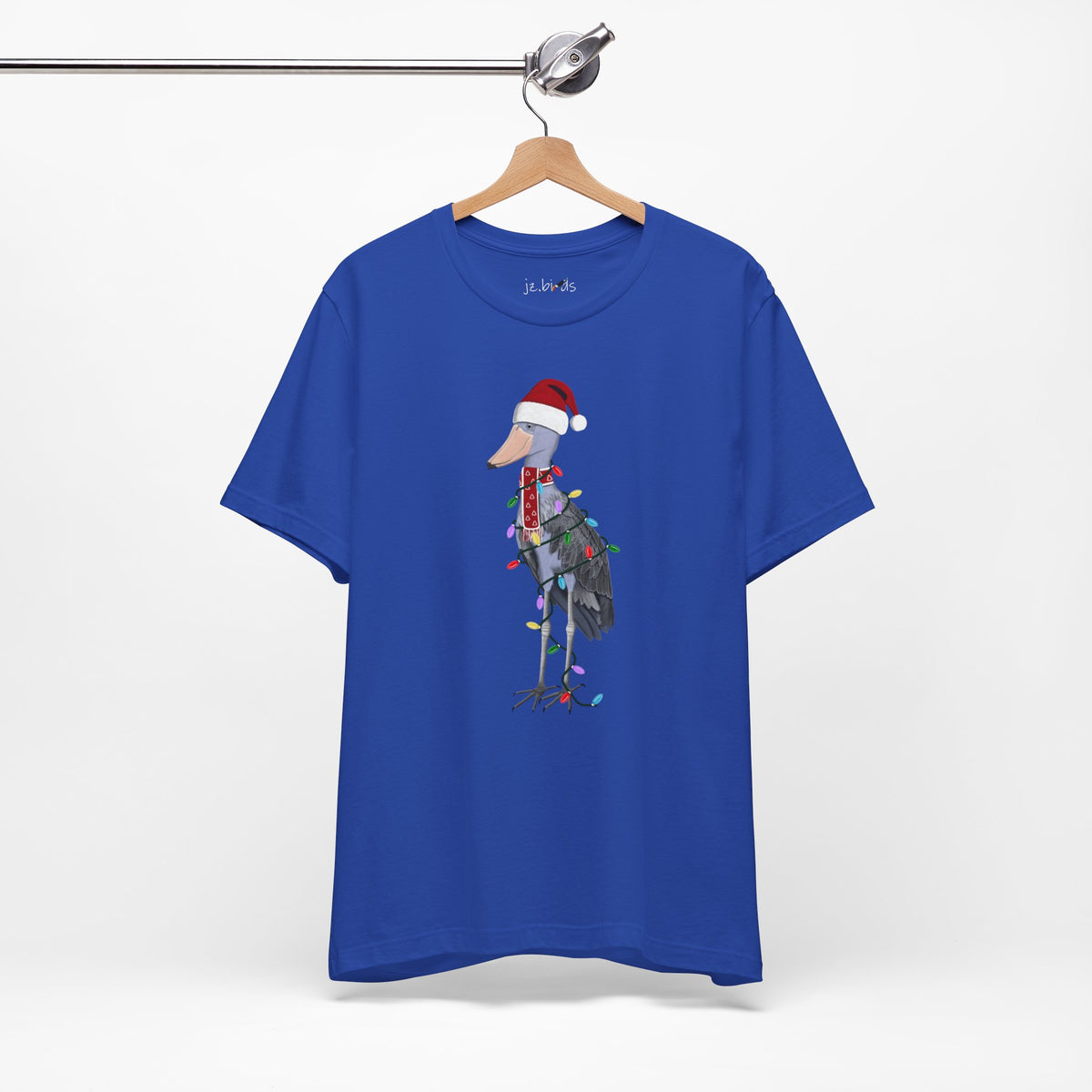 フェアリーライト付きハシビロコウのクリスマスバードTシャツ