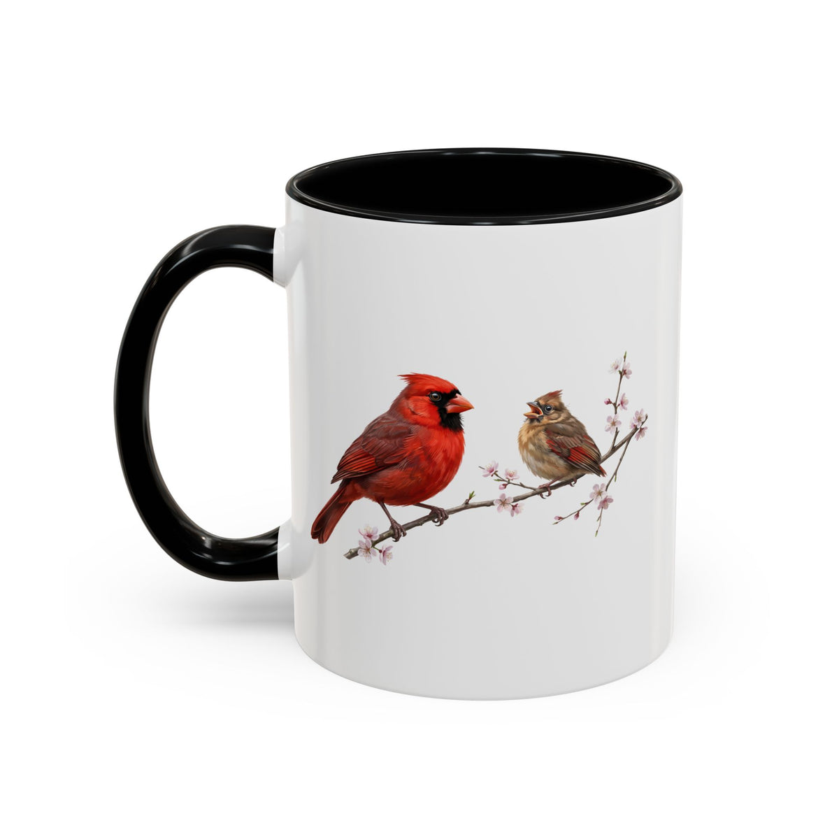 Northern Cardinal & Fledgling Two-Tone Mug | Spring Bird Lover Gift