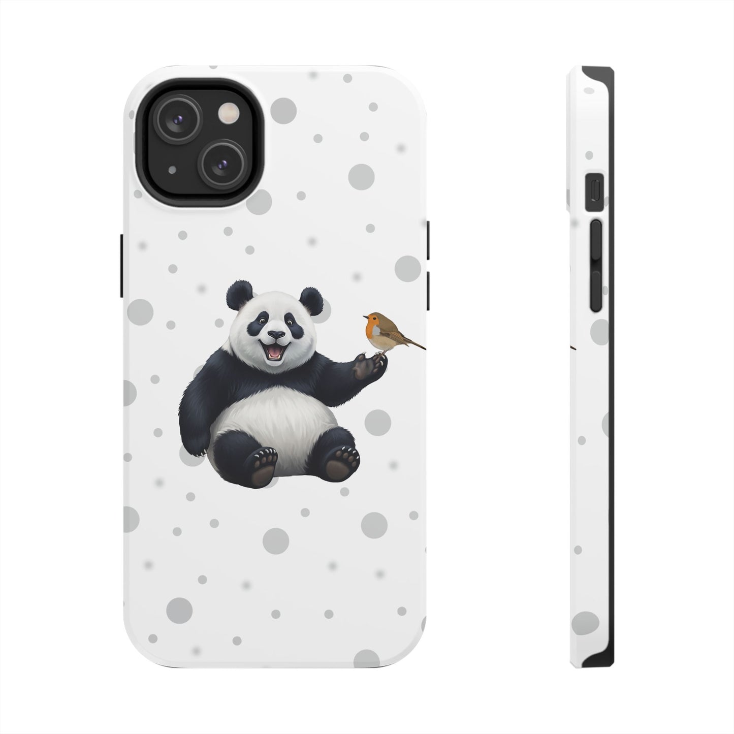 Cute Panda Bear with European Robin Animal iPhone Case - Dual-Layer PC/TPU Protective Cover for iPhone