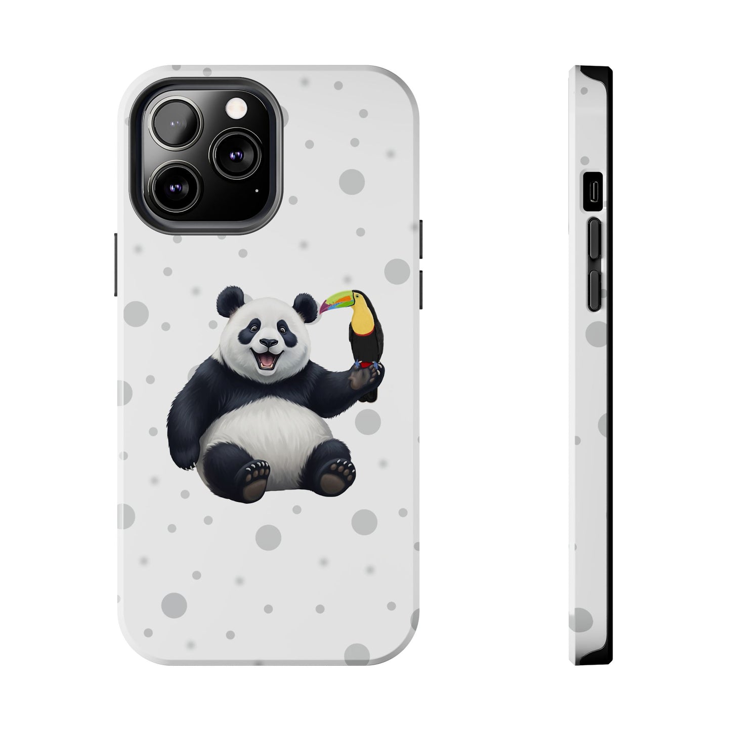Cute Panda Bear with a Toucan Animal iPhone Case - Dual-Layer PC/TPU Protective Cover for iPhone