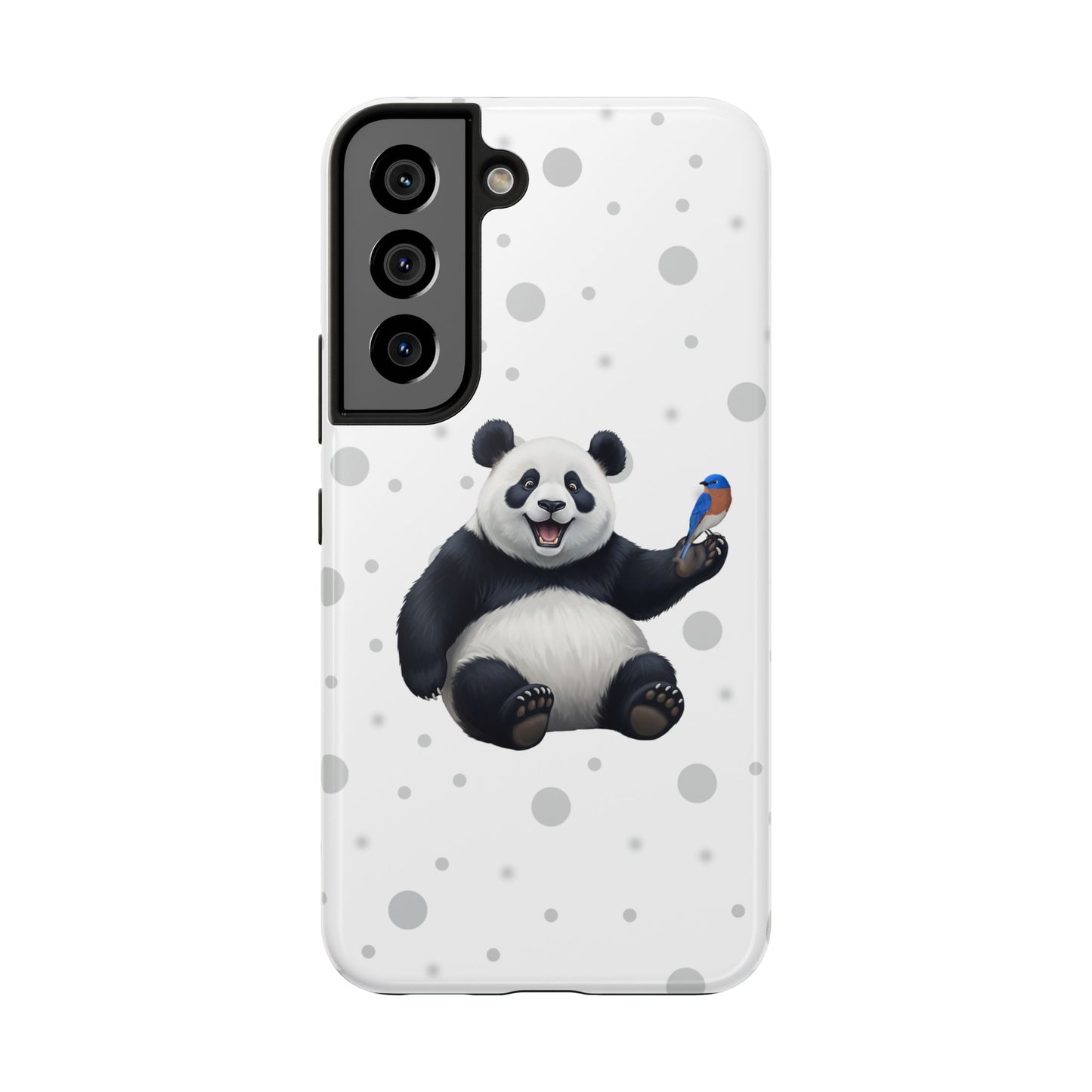 Cute Panda Bear with a Bluebird Animal iPhone Case - Dual-Layer PC/TPU Protective Cover for iPhone