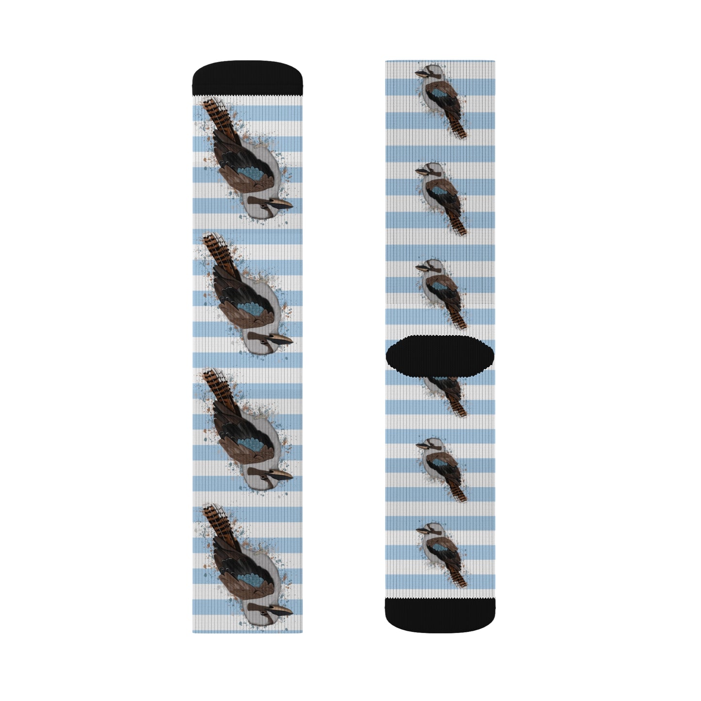 Kookaburra Bird Blue White Striped Socks