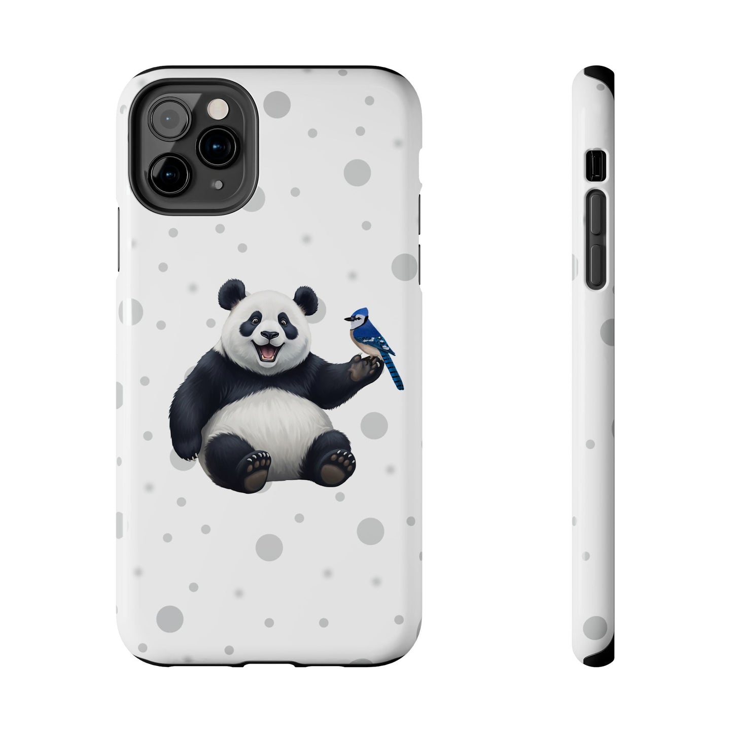 Cute Panda Bear with a Blue Jay Animal iPhone Case - Dual-Layer PC/TPU Protective Cover for iPhone