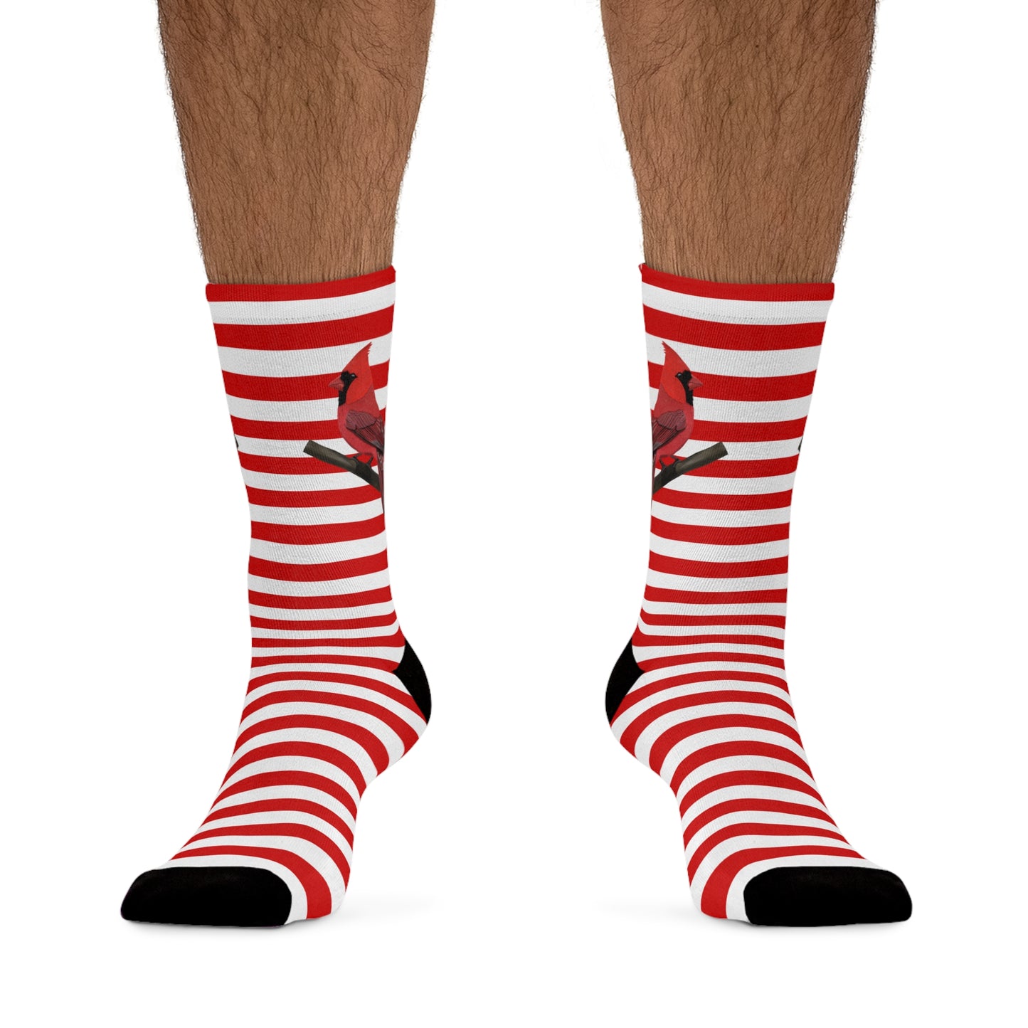 Cardinal Stripes Red White Birding & Birdwatching Bird Socks