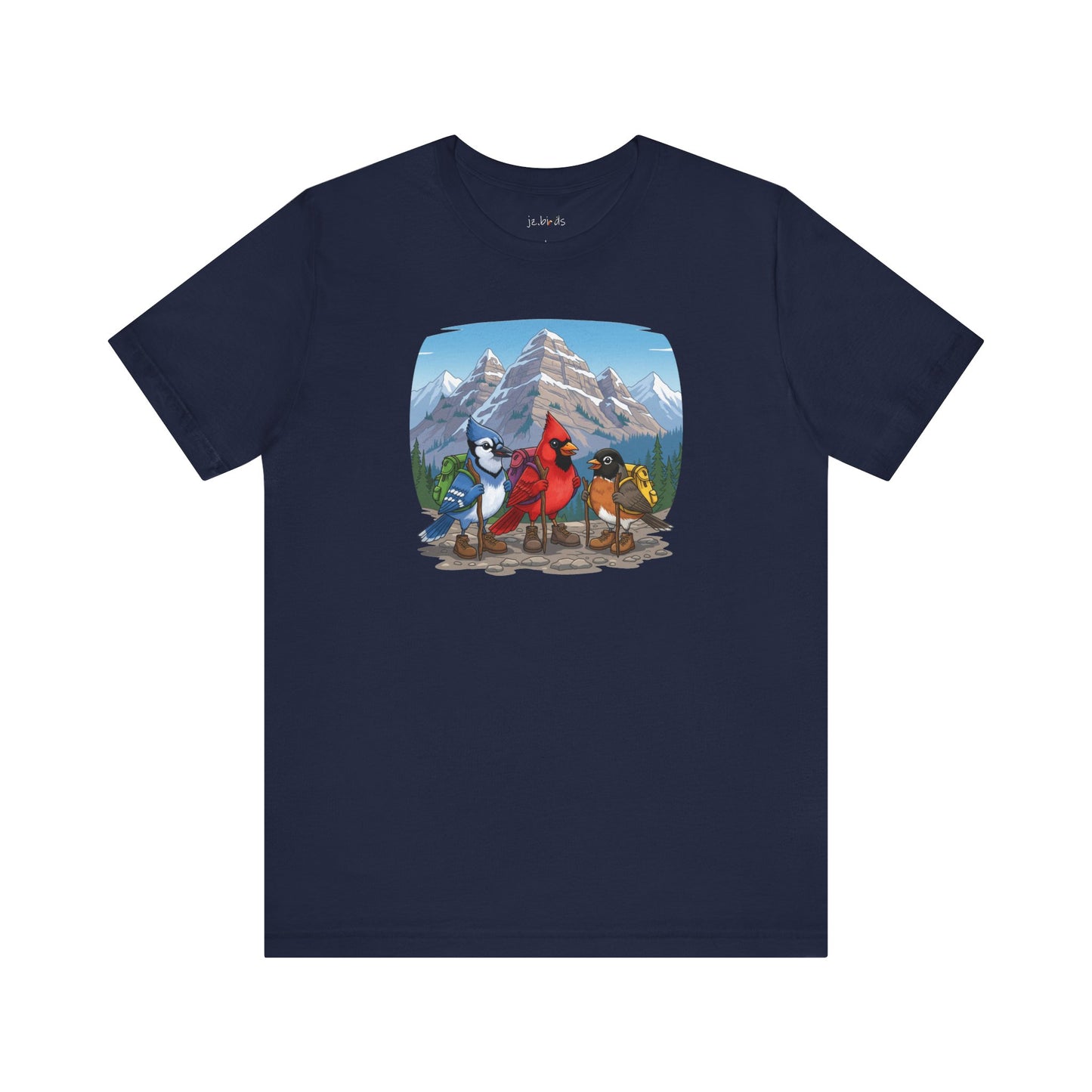 Birds Hiking T-Shirt Funny Cardinal Blue Jay Robin on a Hike Bird Watcher Bird Lover