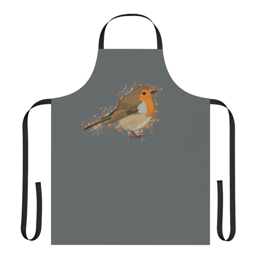 Robin Bird Art Apron Dark Grey