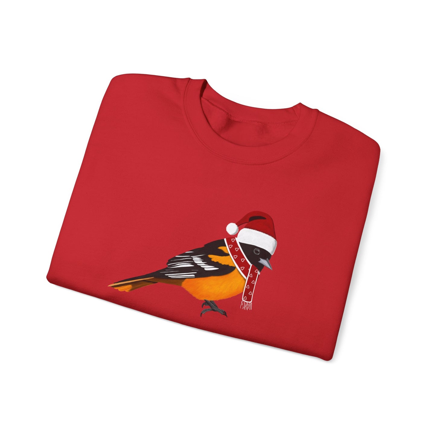 Baltimore Oriole with Christmas Hat Bird Birdwatcher Sweatshirt
