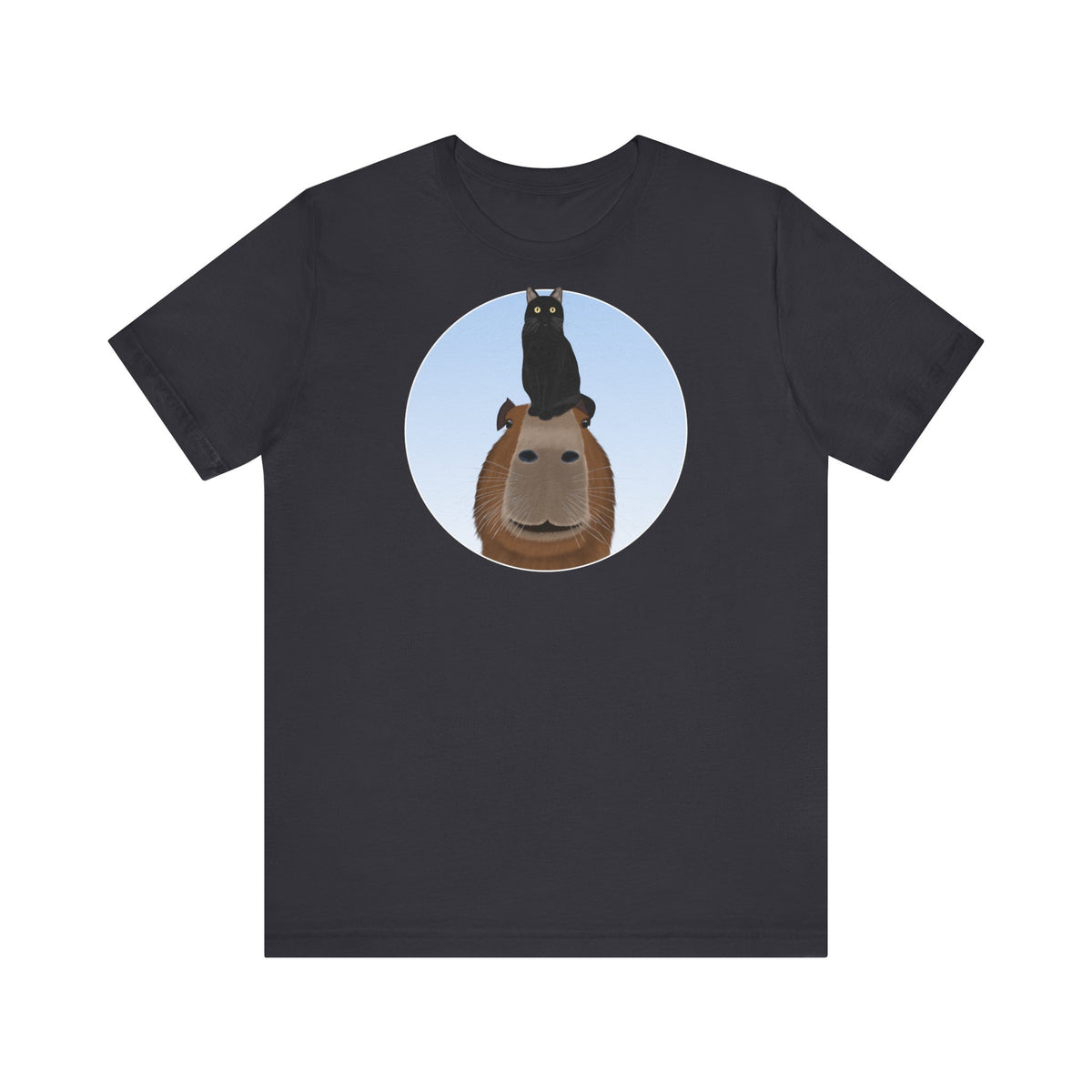 Capybara mit Schwarzer Katze T-Shirt