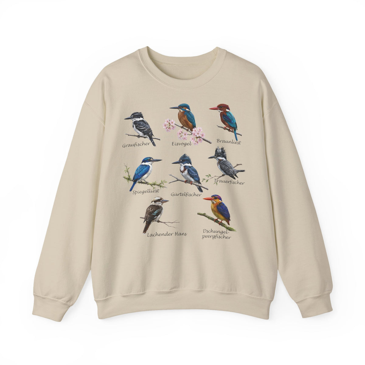 Sweatshirt mit Eisvögeln Vogelmotiv – Animal Graphic Tee, Casual Everyday Wear