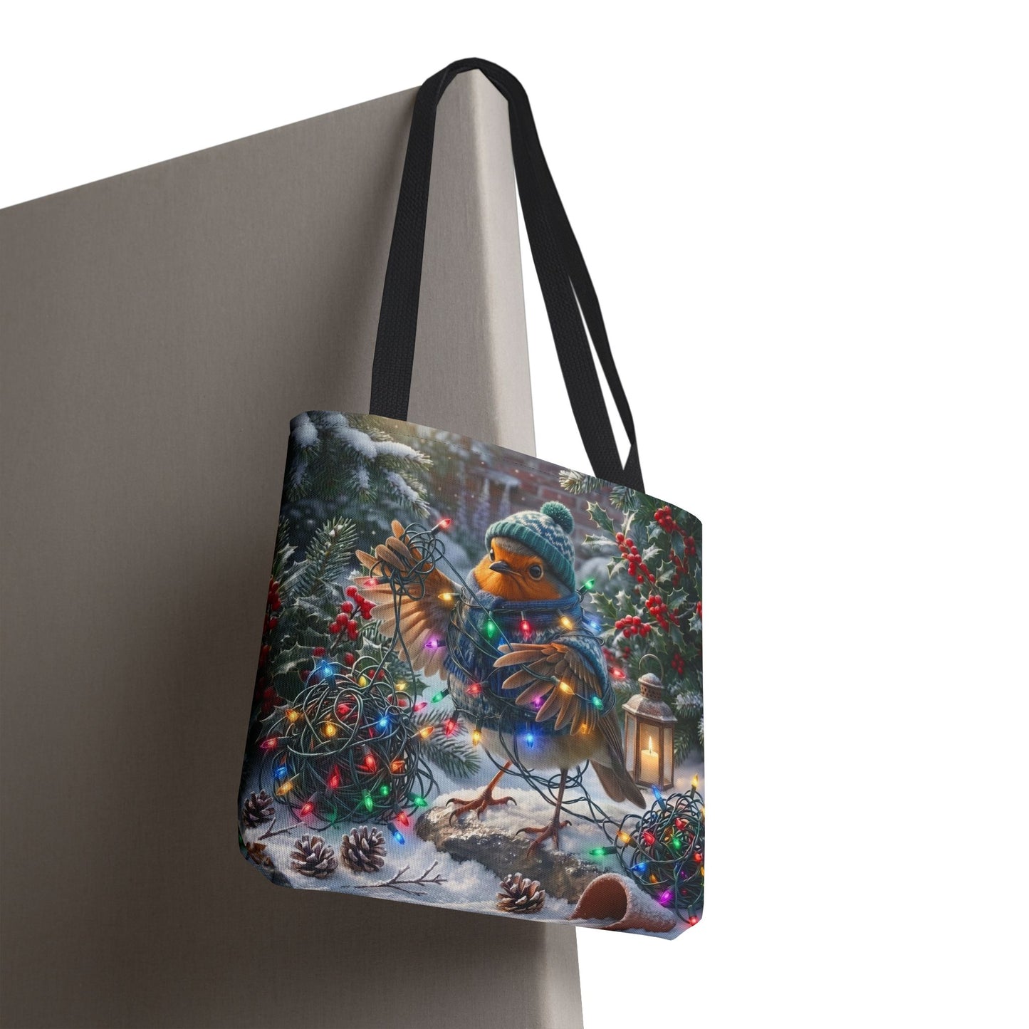 Premium Tragetasche Rosi Rotkehlchen und die Lichterkette (40 x 40 cm)