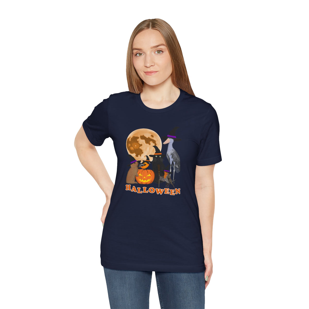 Baltimore Oriole Robin Shoebill with Cat and Bunny Halloween Bird T-Shirt