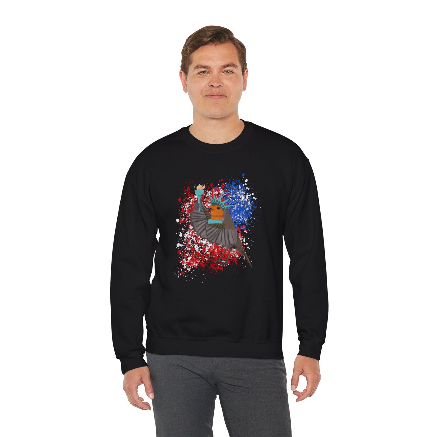 Robin 4th of July Sweatshirt Statue of Liberty Bird Watcher