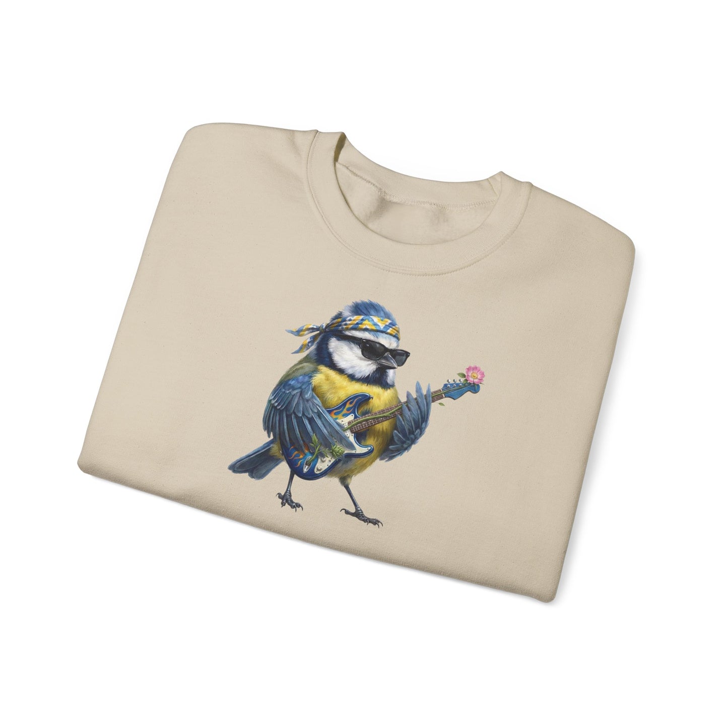 Bert Blaumeise Blumen-Gitarre Sweatshirt – Die Gartenvögel Band 2 Merch (Unisex)
