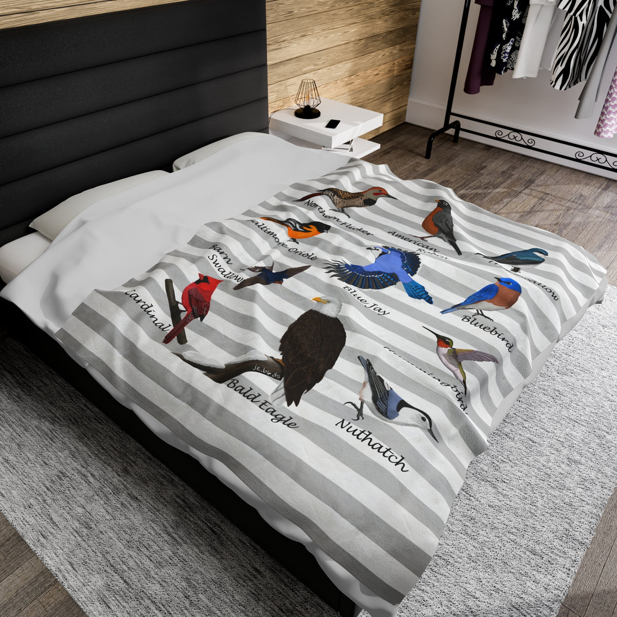 Hummingbird, Bluebird, Blue Jay, Cardinal and Robin Sofa Blankets – All Over Print AOP style