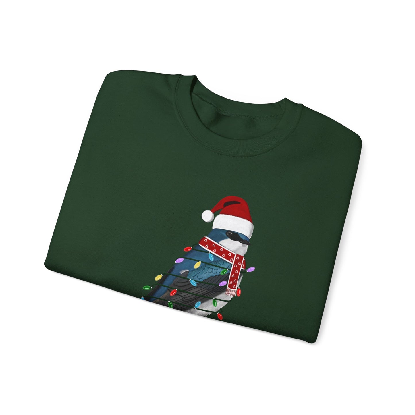 Tree Swallow with Fairy Lights Santa Claus Christmas Bird Sweatshirt