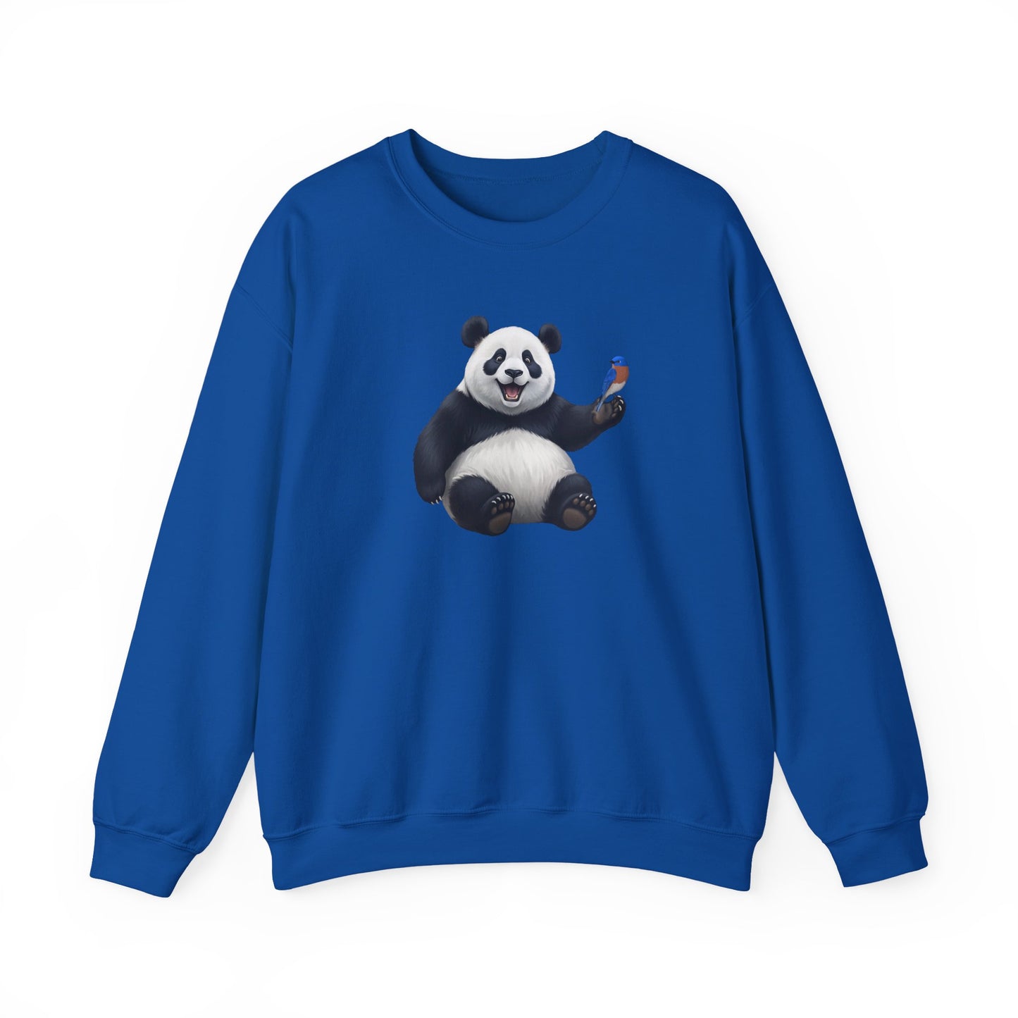 Panda Bear with a Bluebird Sweatshirt Bird & Animal Lover