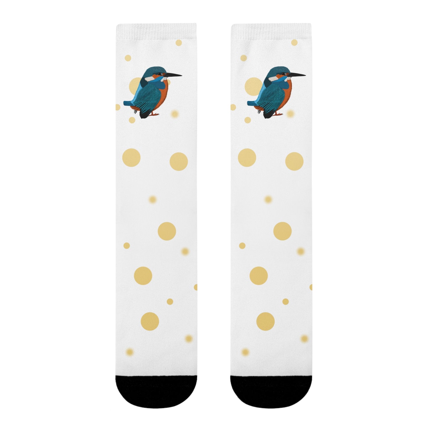 Eisvogel Vogel Socken mit Goldenen Punkten für Vogelfreunde & Vogelbeobachter Weiß