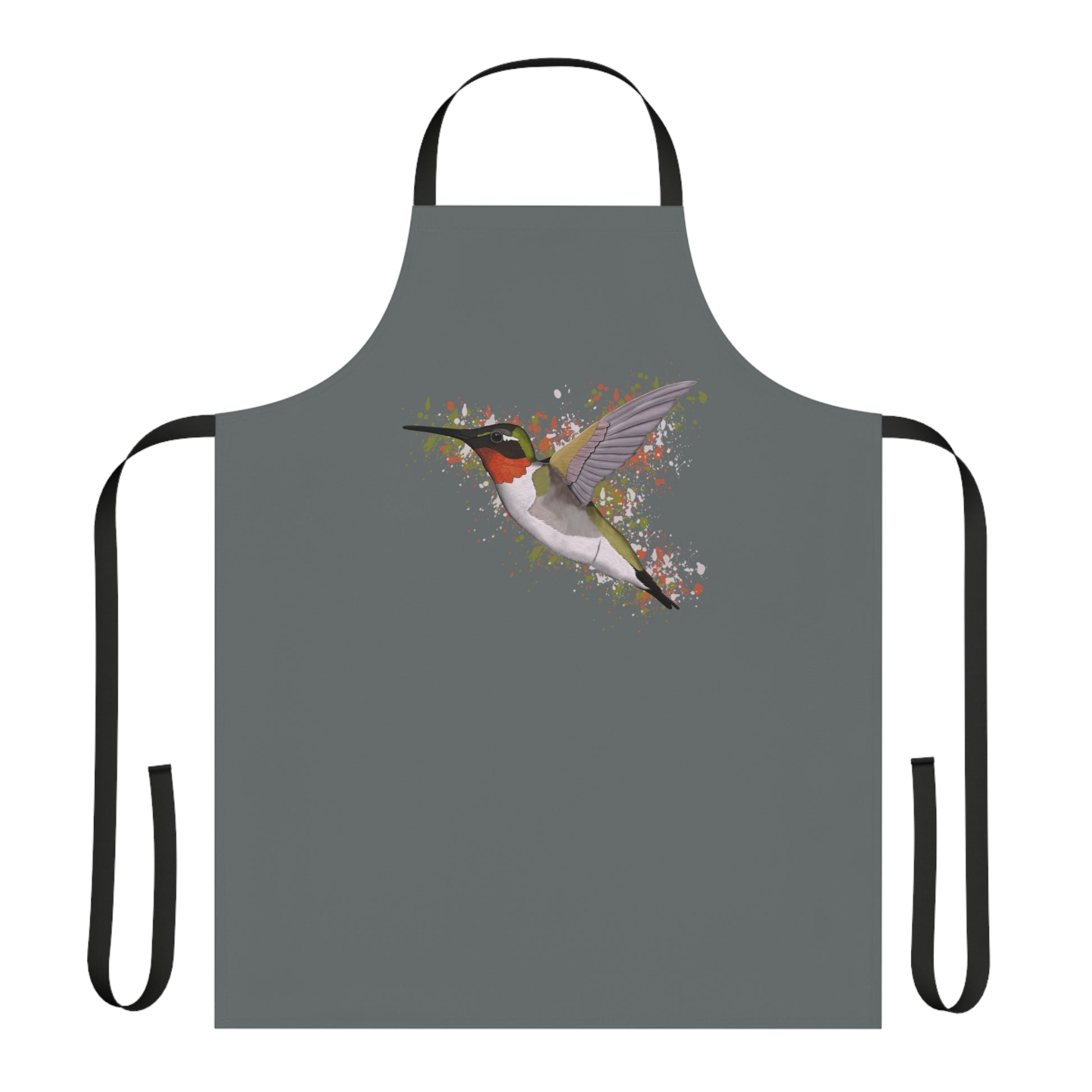 Hummingbird Bird Art Apron Dark Grey