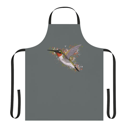 Hummingbird Bird Art Apron Dark Grey