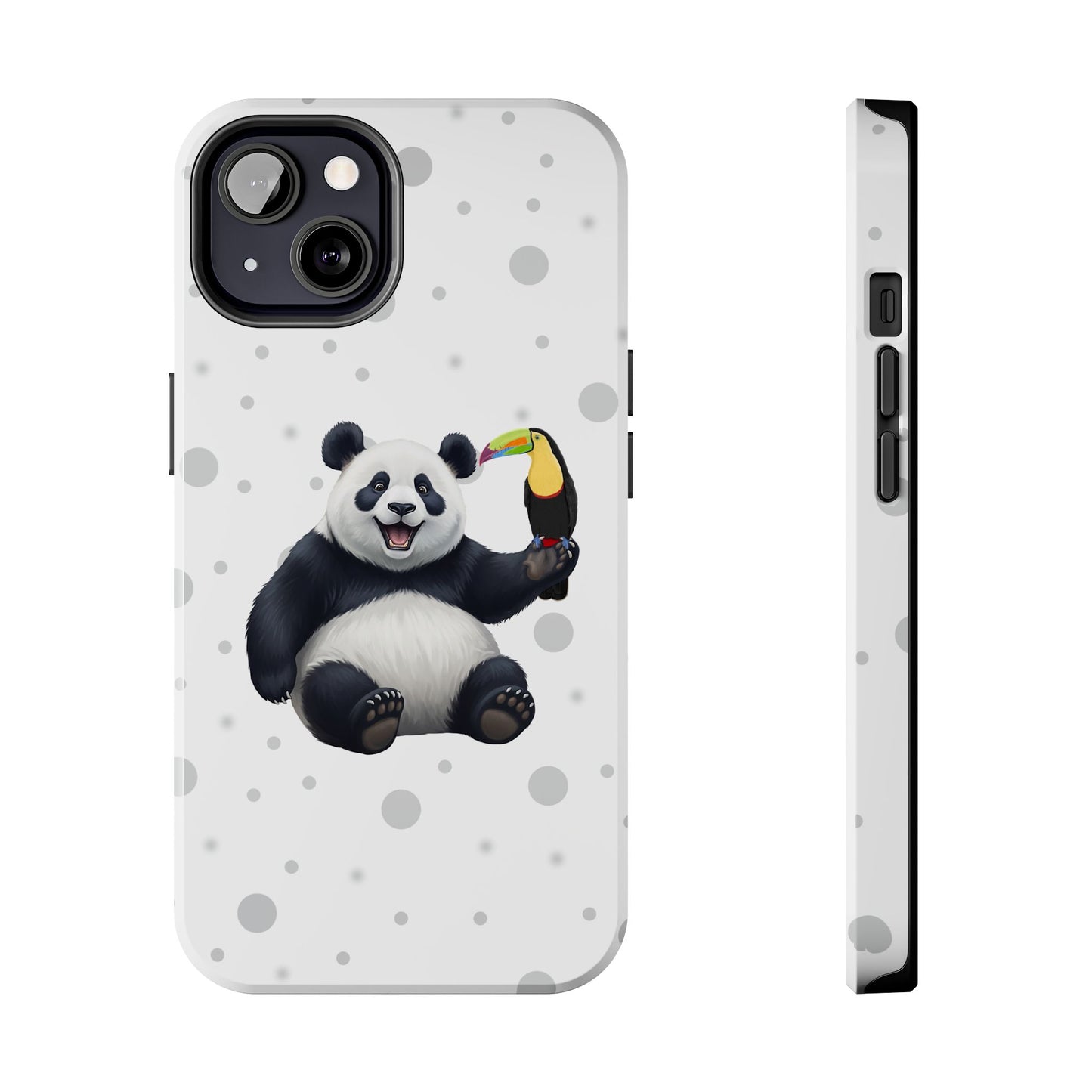 Cute Panda Bear with a Toucan Animal iPhone Case - Dual-Layer PC/TPU Protective Cover for iPhone