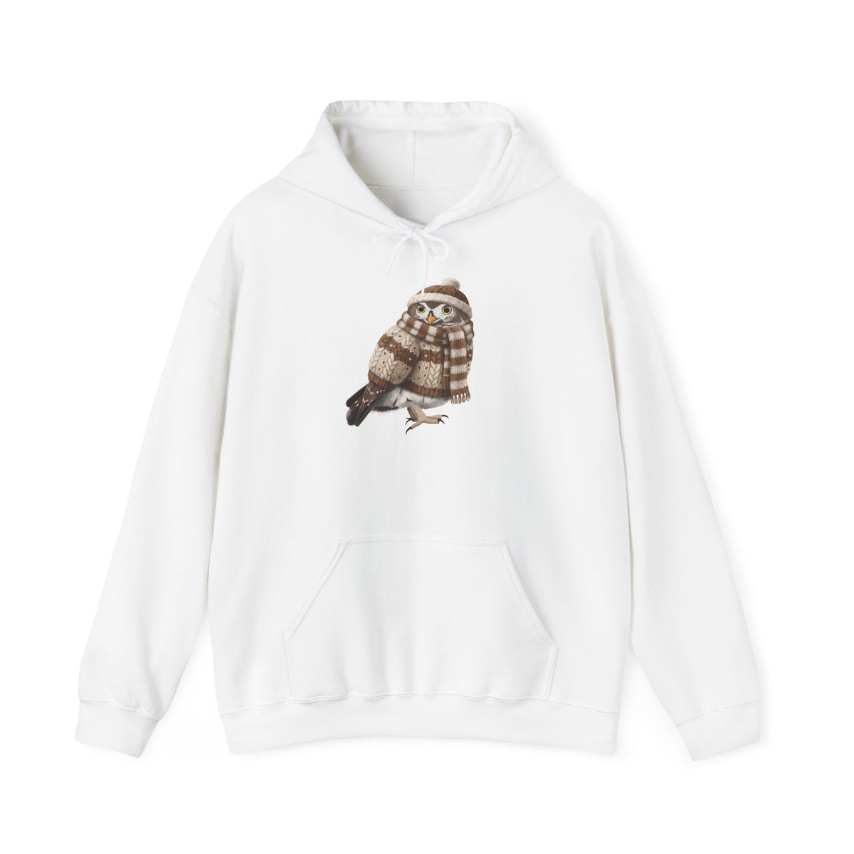 Eule mit Strickmütze Hoodie - Vogel Kapuzenpullover für Vogelbeobachter & Naturliebhaber Vogelmotiv – artistic apparel,