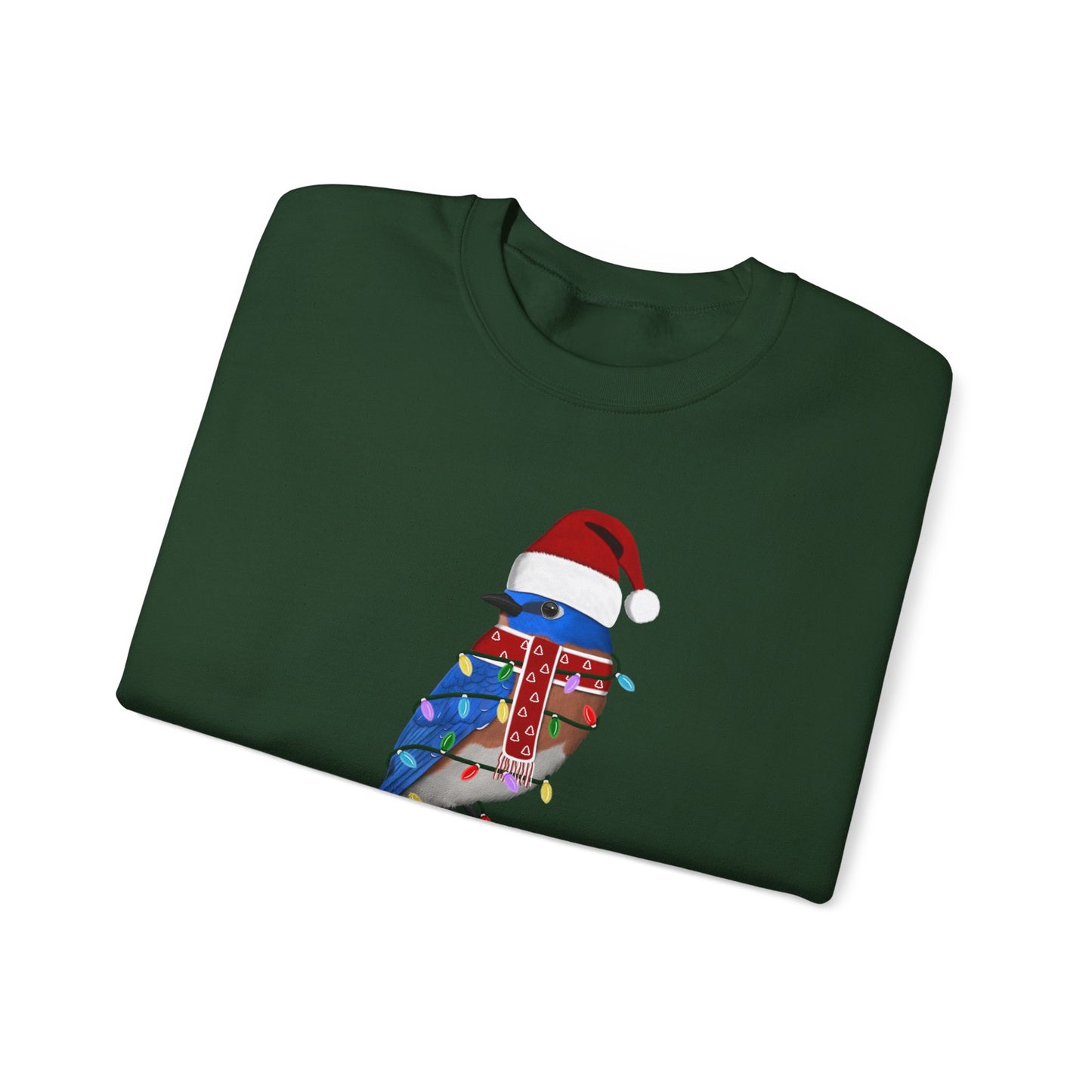 Bluebird with Fairy Lights Santa Claus Christmas Bird Sweatshirt