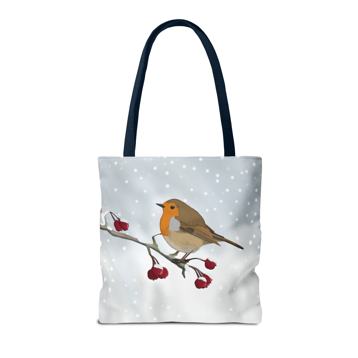 Robin on a Winter Branch Bird Tote Bag 16"x16" - jz.birds