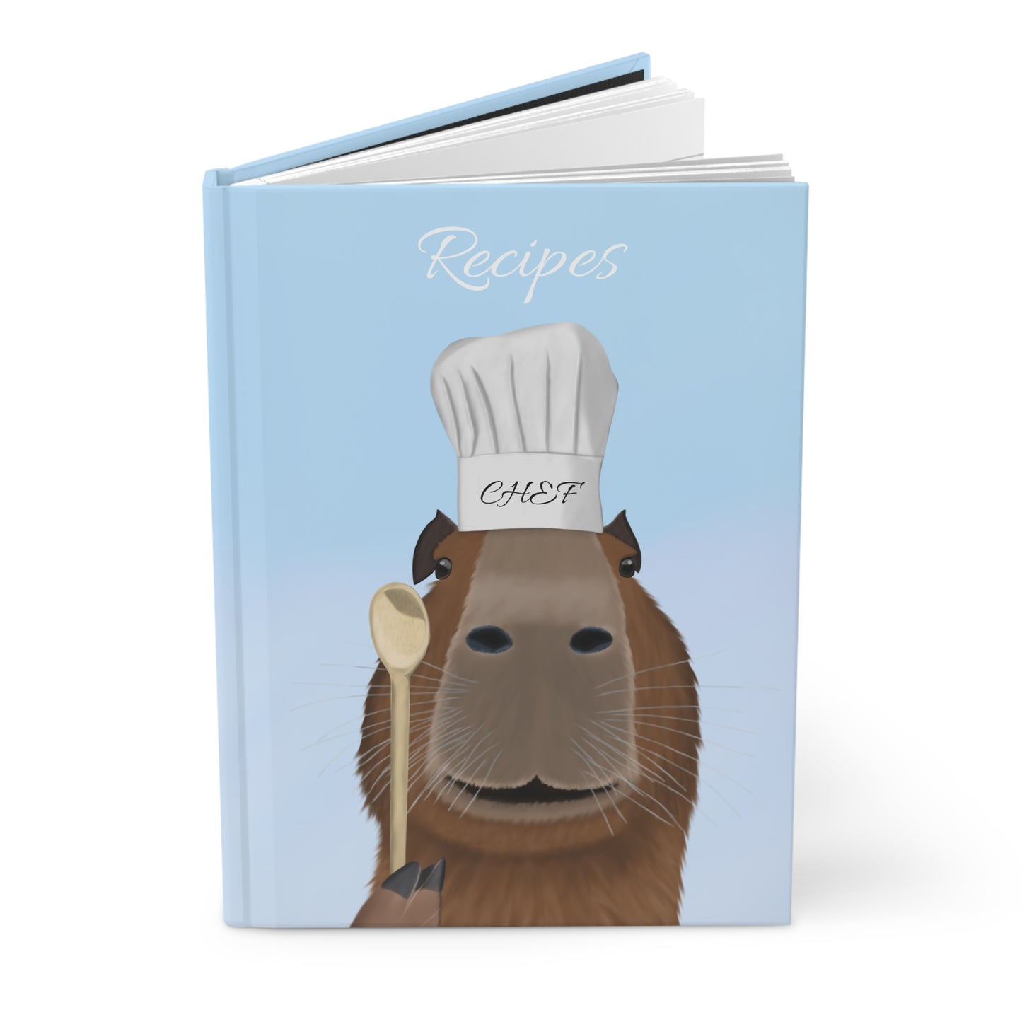 Capybara with Chef Hat and Wooden Spoon Recipes Hardcover Journal 150 Pages A5