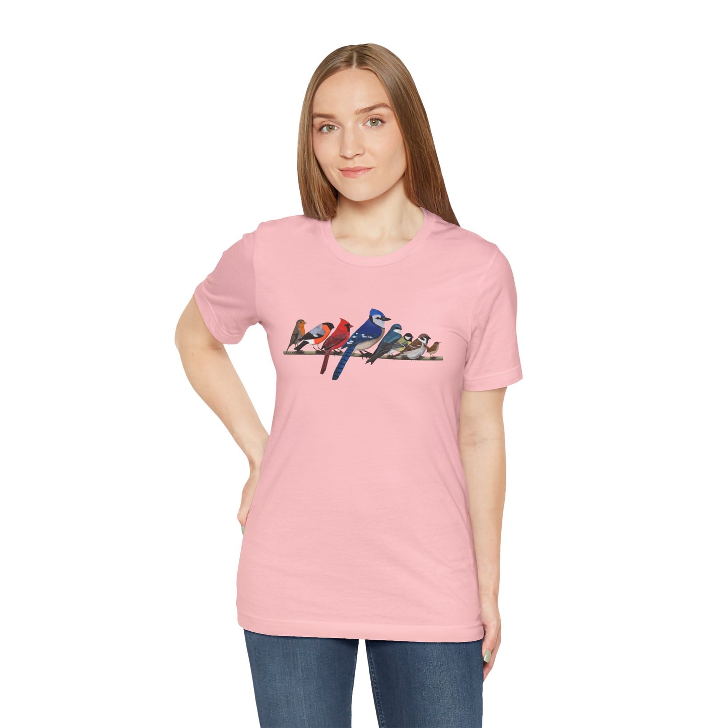 Blue Jay Cardinal Robin Garden Birds on a Branch Birding & Birdwatching Bird T-Shirt