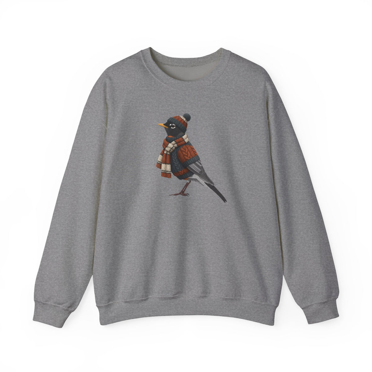 American Robin Winter Sweatshirt | Bird Watcher Crewneck Unisex Songbirds Wearing Knit Gift for Lovers – Animal Lover Cozy
