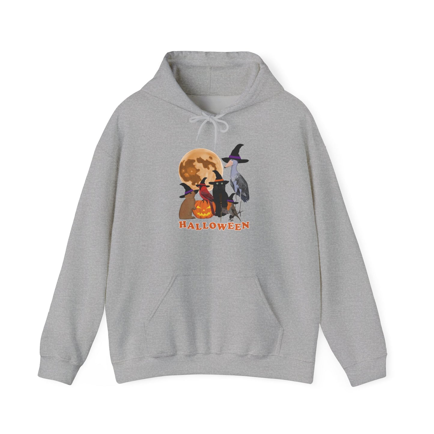 Cardinal Robin Shoebill with Cat and Bunny Halloween Bird Hoodie