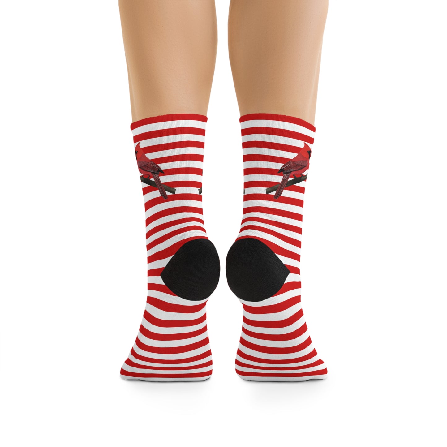 Cardinal Stripes Red White Birding & Birdwatching Bird Socks