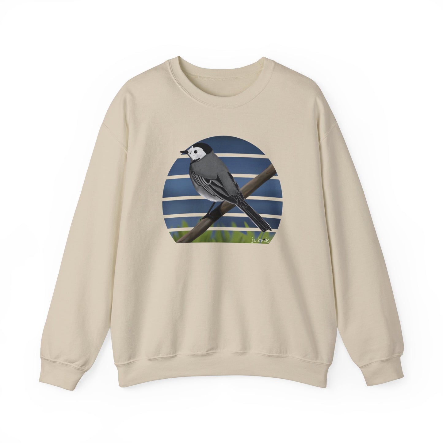 White Wagtail Birdlover Ornithologist Bird Sweatshirt on Crew neck background
