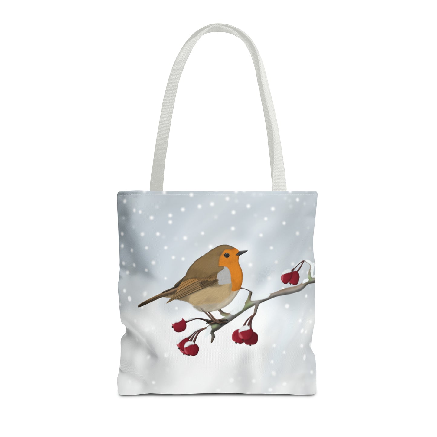 Robin on a Winter Branch Bird Tote Bag 16"x16" - jz.birds