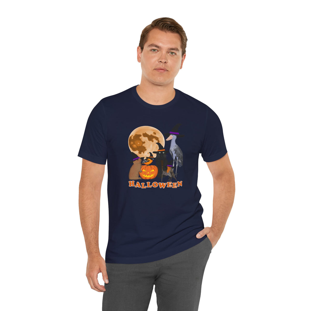 Baltimore Oriole Robin Shoebill with Cat and Bunny Halloween Bird T-Shirt