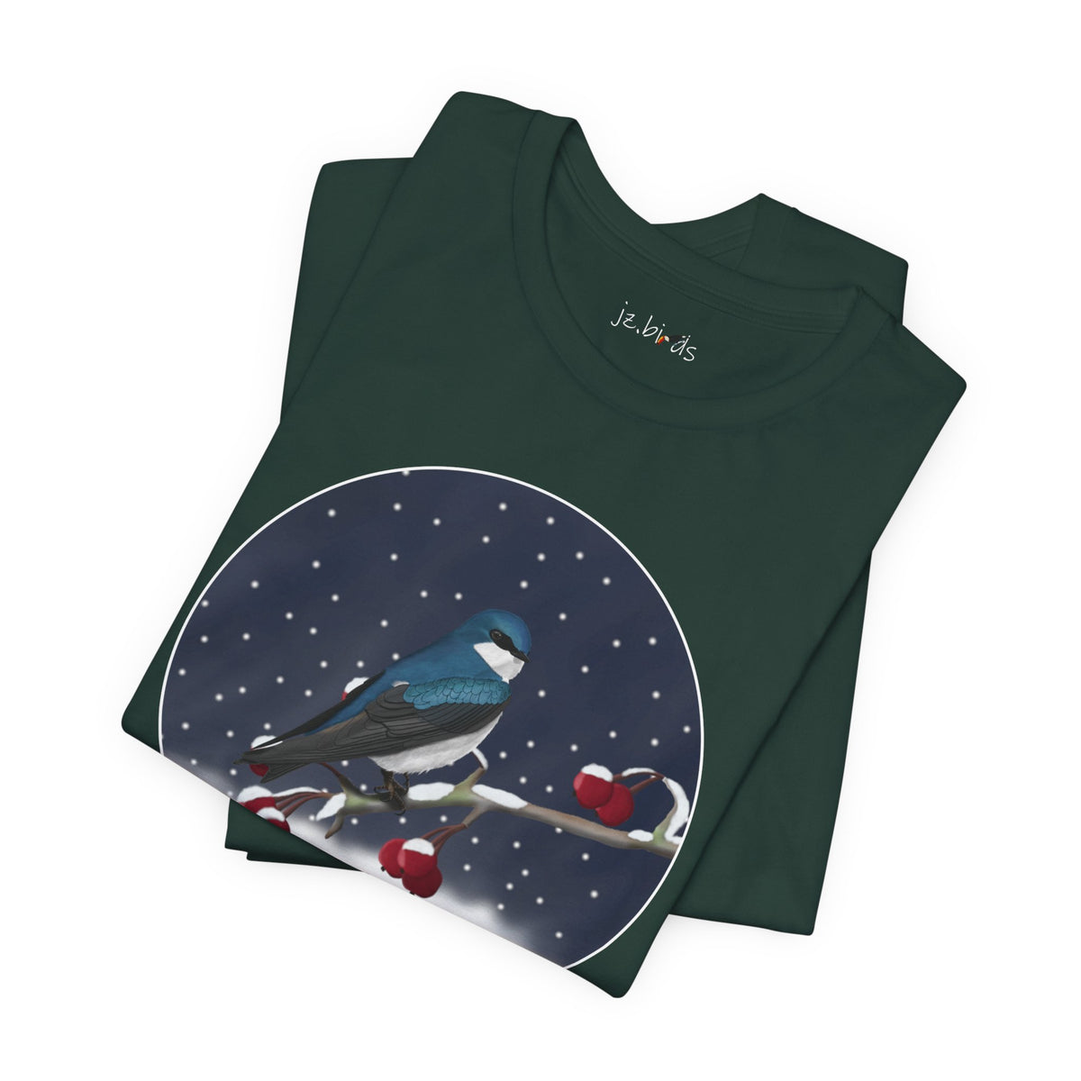 Tree Swallow on a Winter Branch Birdwatcher Christmas Bird T-Shirt