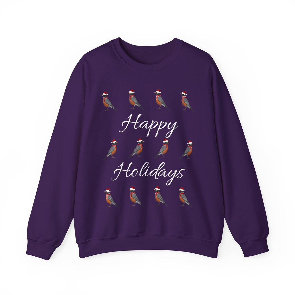 Robin as Santa with Hat and Scarf Happy Holidays Birdwatcher Christmas Bird Sweatshirt