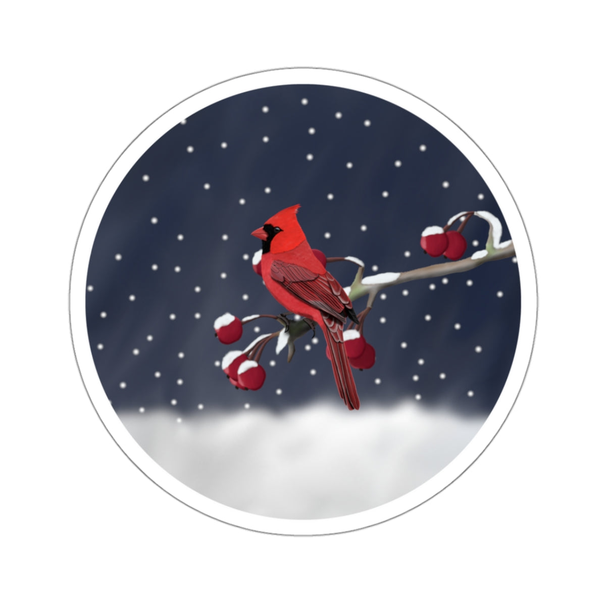 Cardinal on a Winter Branch Christmas Bird Sticker – Paper products