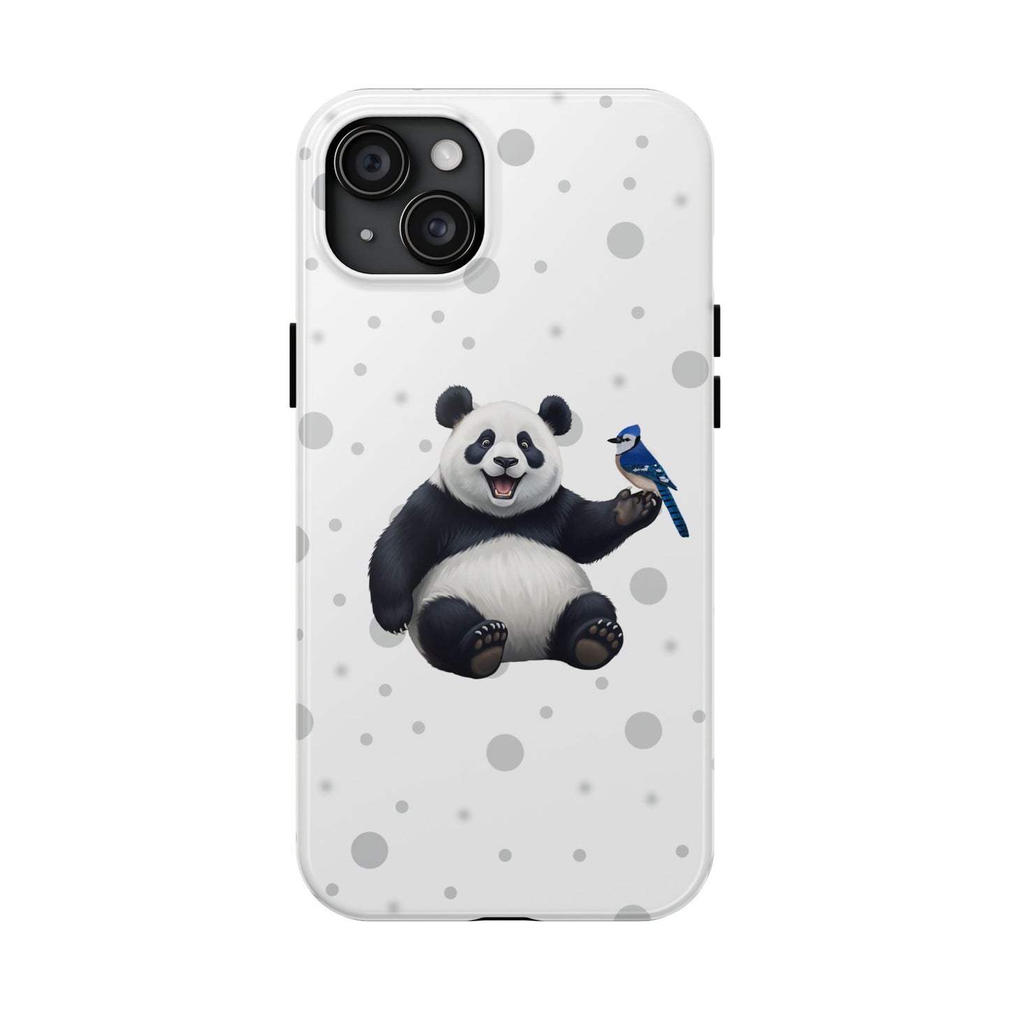 Cute Panda Bear with a Blue Jay Animal iPhone Case - Dual-Layer PC/TPU Protective Cover for iPhone