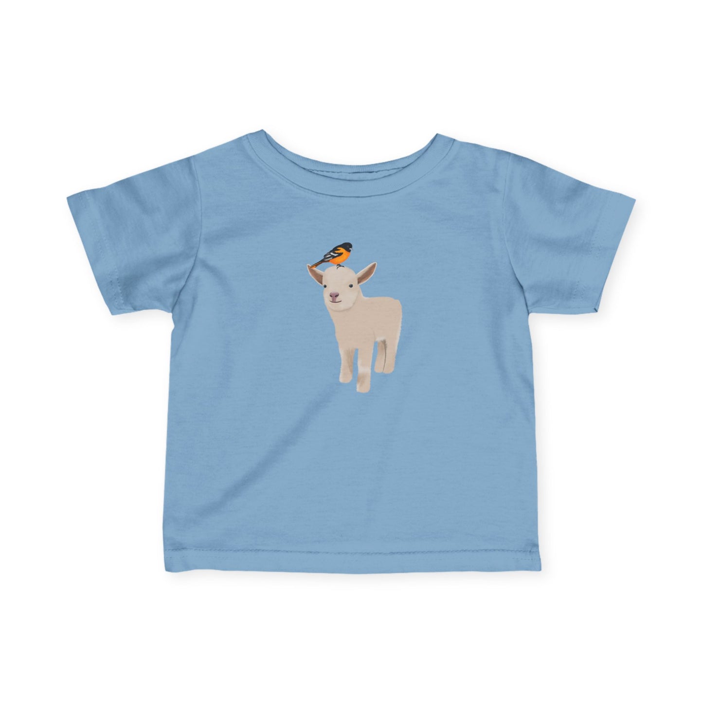 Cute Little Lamb with Baltimore Oriole Bird Baby & Toddler T-Shirt