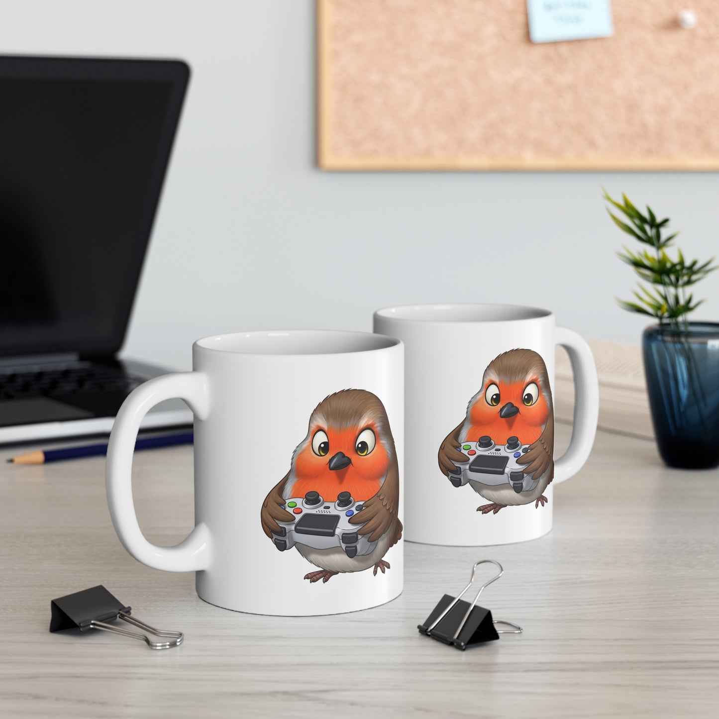 Robin with Controller Video Games Gaming Bird Mug 11oz