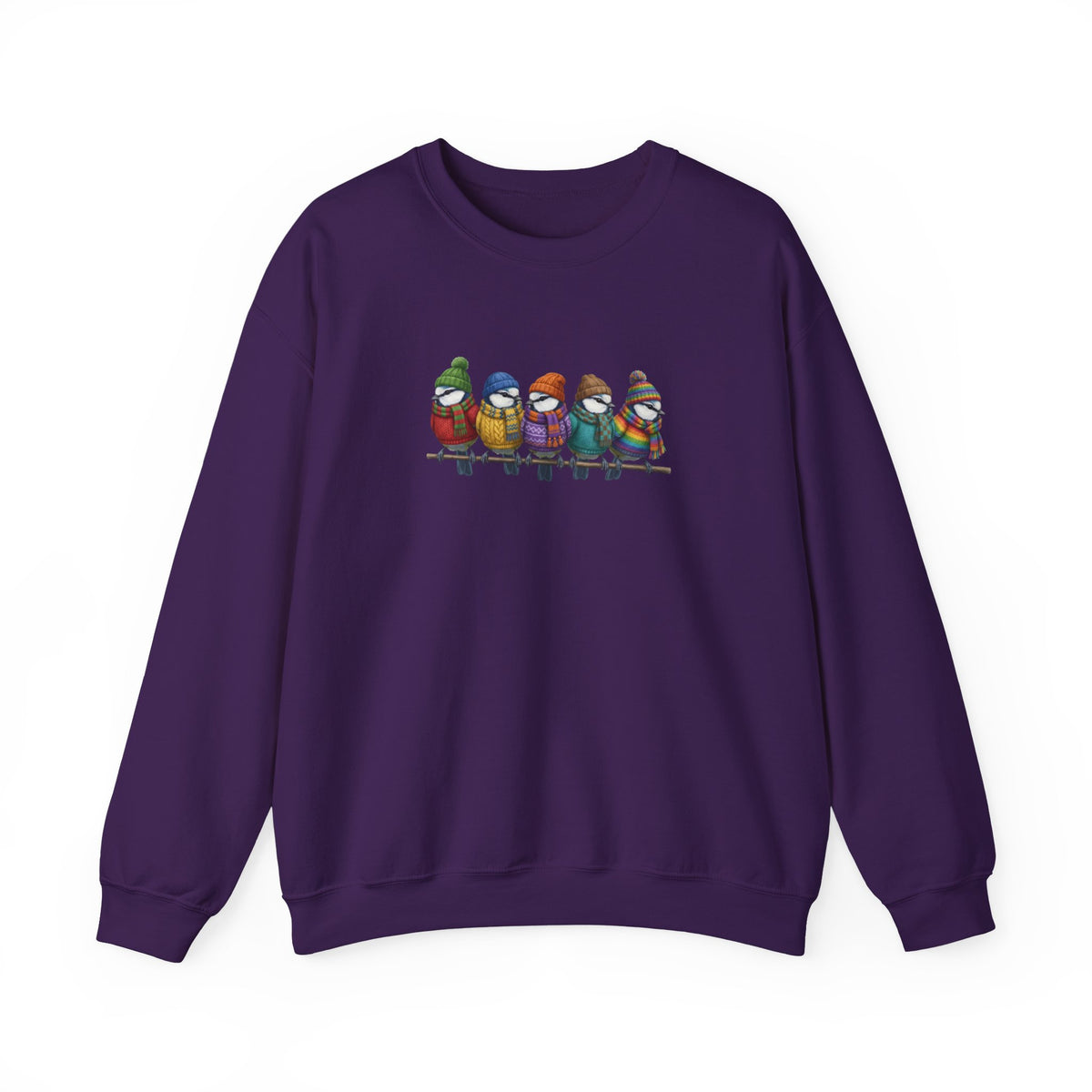Blue Titmice Sweatshirt | Bird Watcher Crewneck Unisex Songbirds Wearing Knit Gift for Lovers in Black