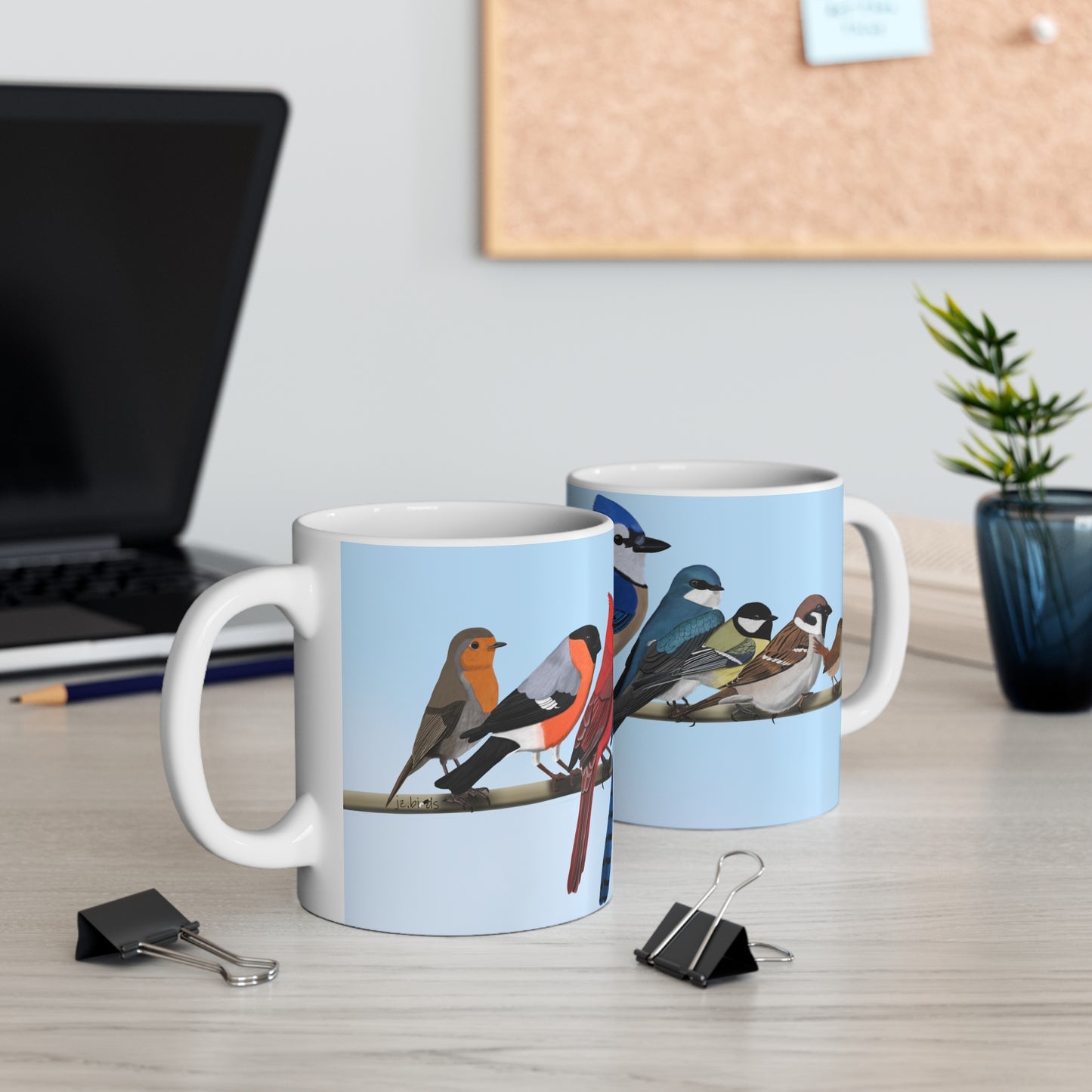 Garden Birds on a Branch Ceramic Mug 11oz - jz.birds