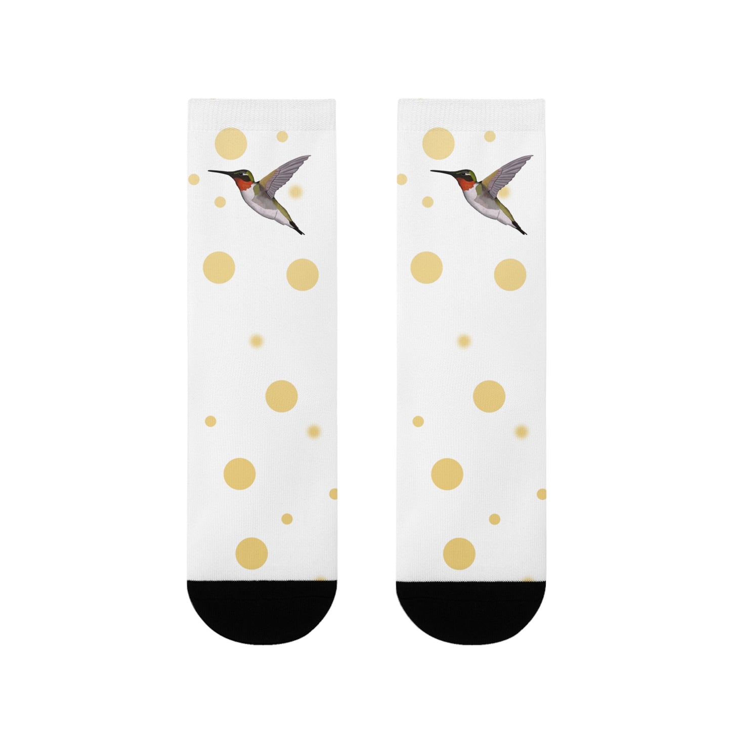 Kolibri Vogel Socken mit Goldenen Punkten für Vogelfreunde & Vogelbeobachter Weiß