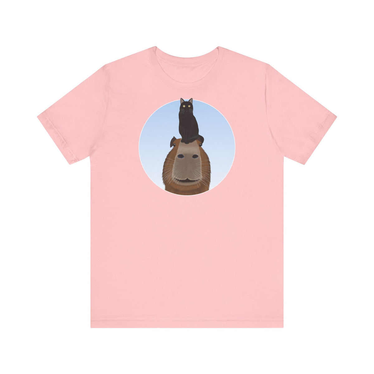 Capybara mit Schwarzer Katze T-Shirt