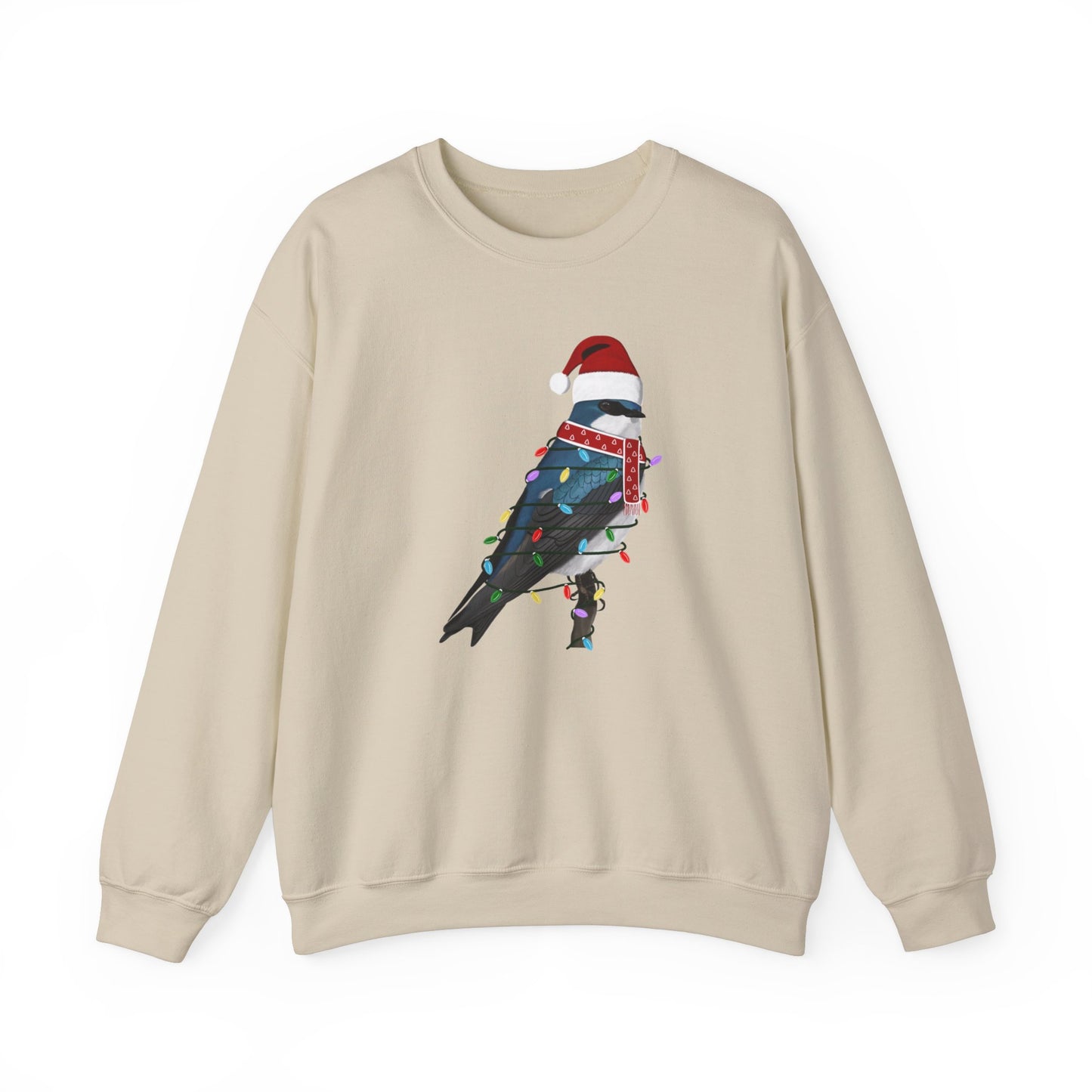 Tree Swallow with Fairy Lights Santa Claus Christmas Bird Sweatshirt