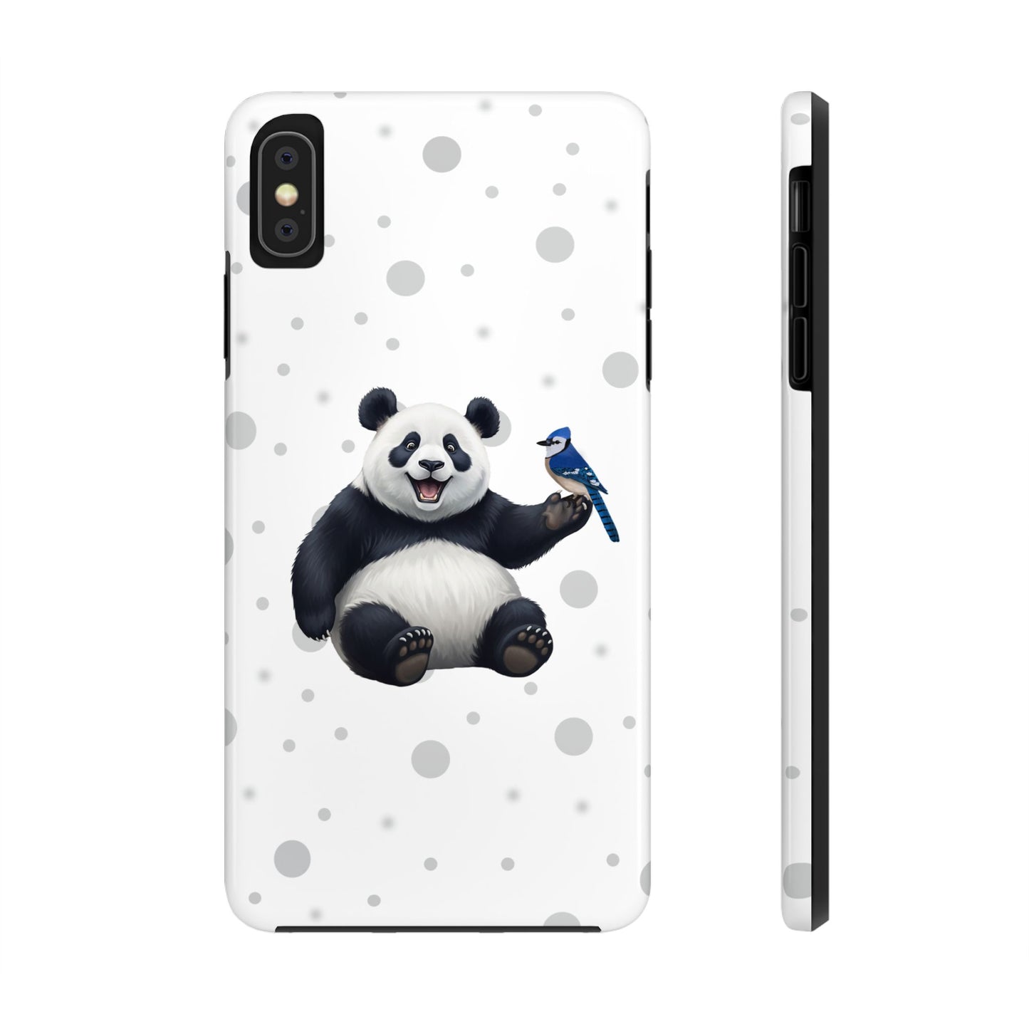 Cute Panda Bear with a Blue Jay Animal iPhone Case - Dual-Layer PC/TPU Protective Cover for iPhone