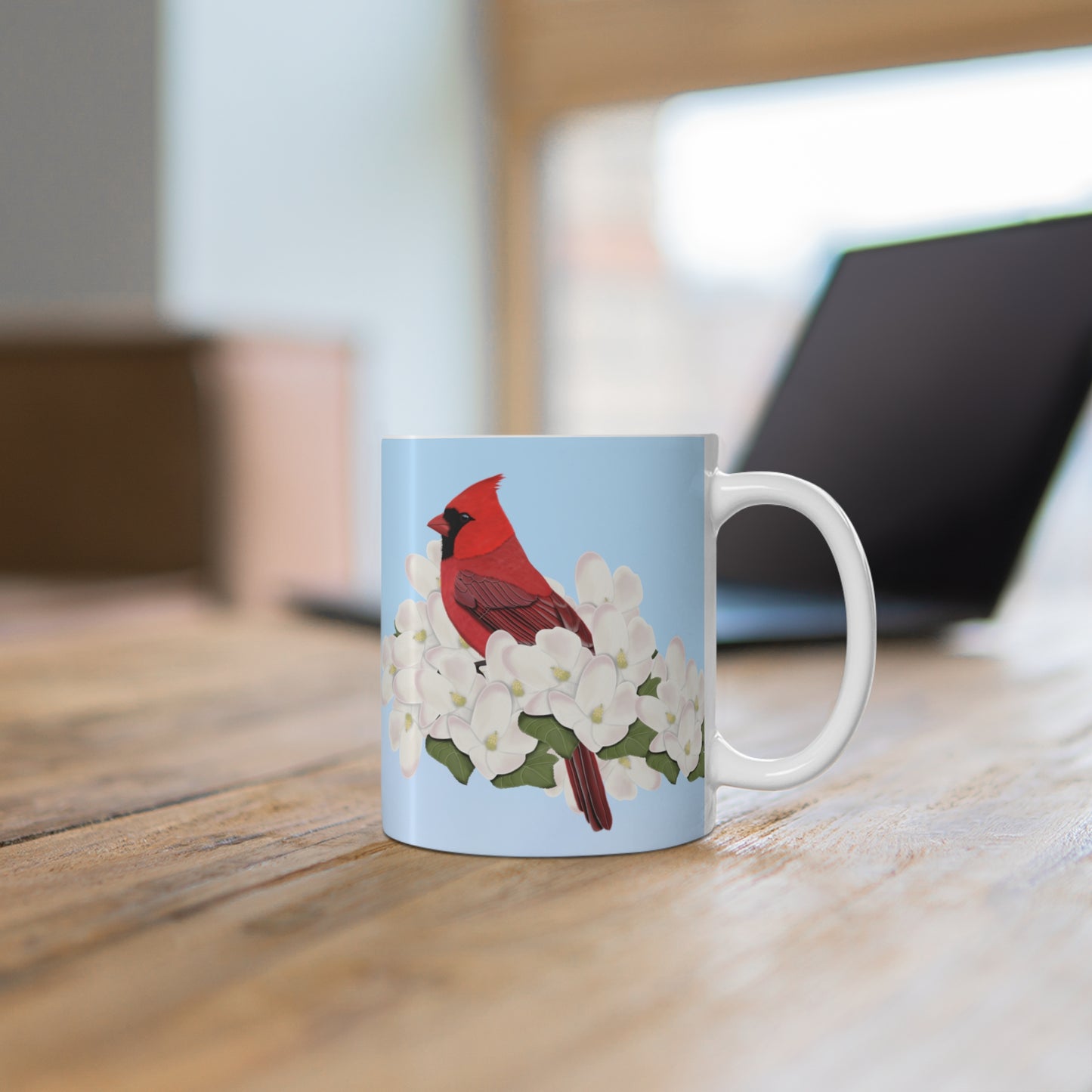 Cardinal Apple Spring Blossoms Bird Ceramic Mug 11oz - jz.birds