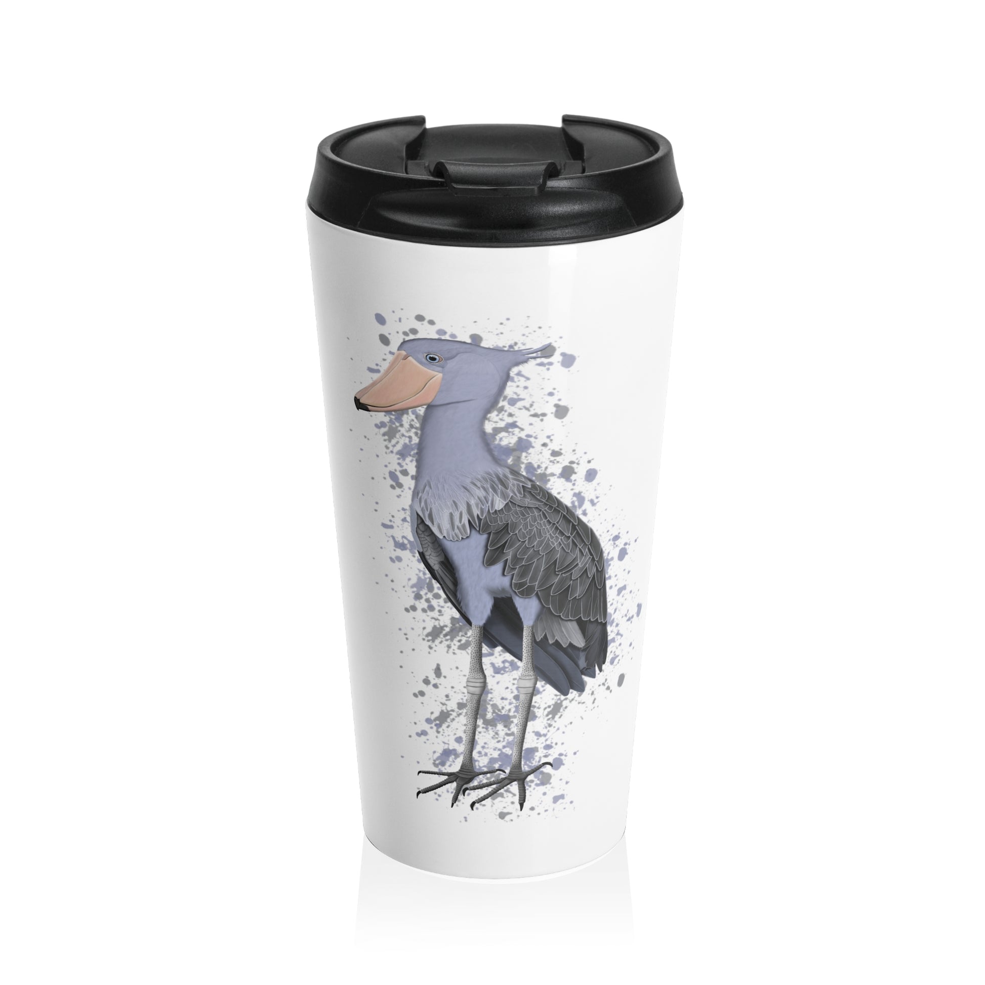 Shoebill Bird White Stainless Steel Travel Mug 15oz - jz.birds
