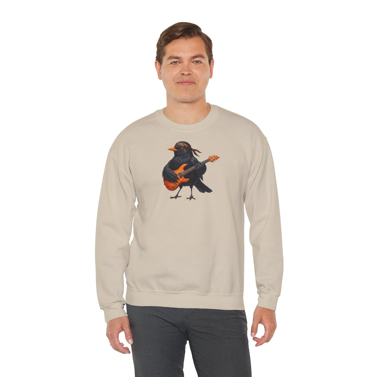 Amsel Sweatshirt Vogelmotiv in Sand